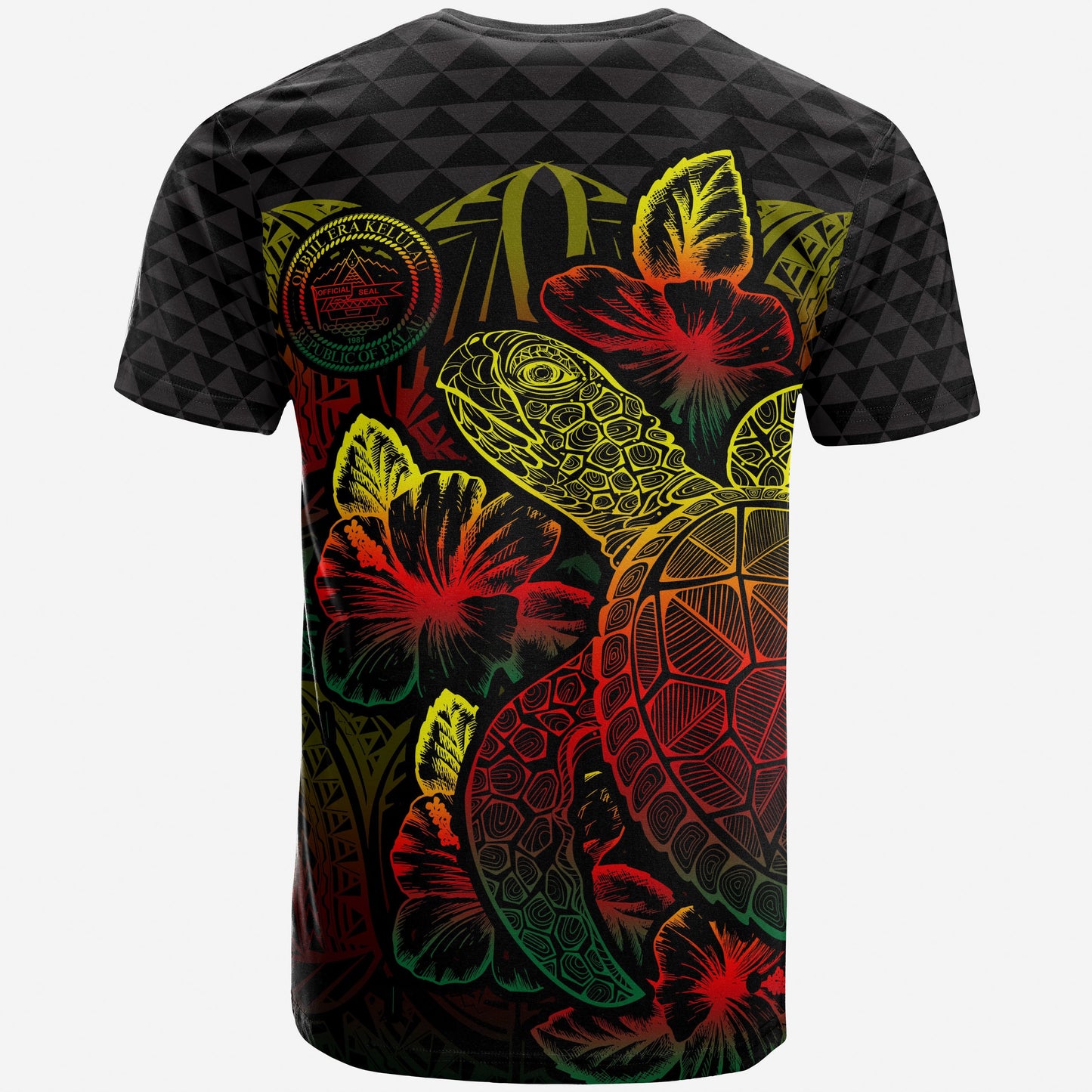 Palau T - Shirt - Palau Seal Turtle Hibiscus Reggae