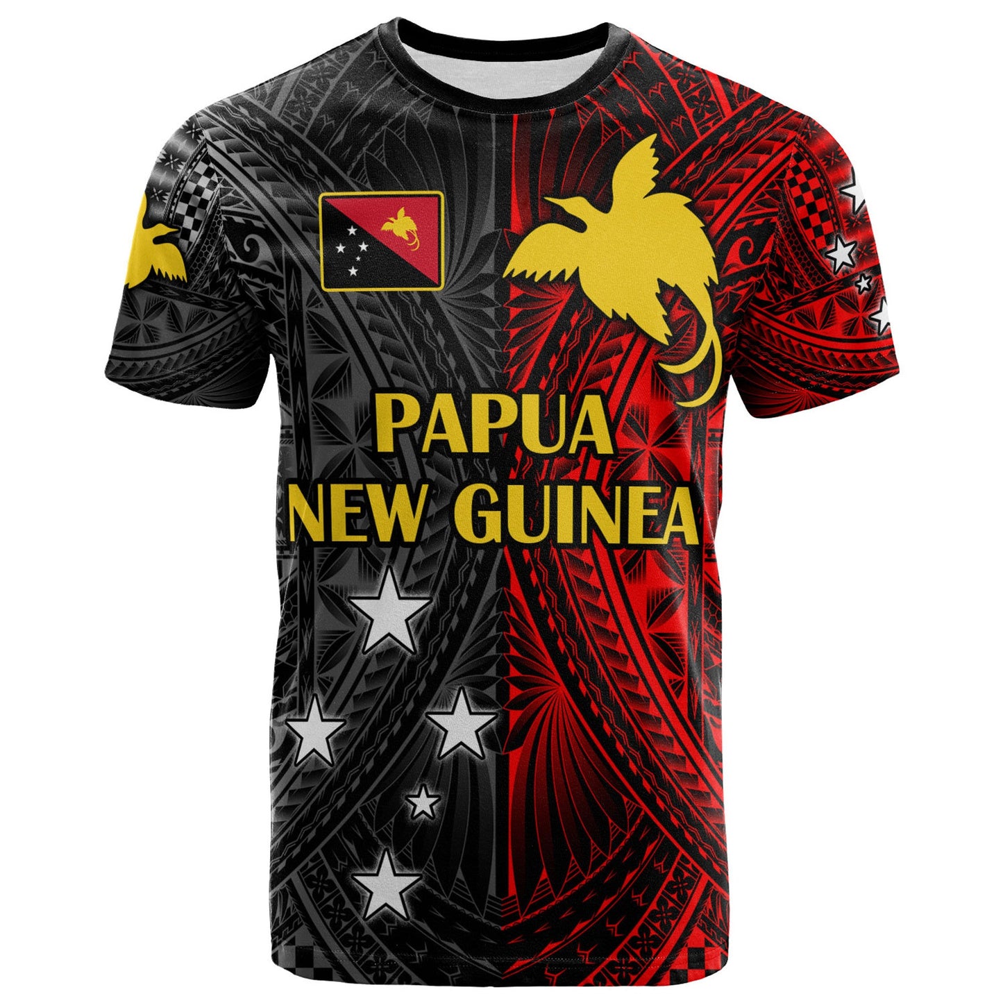 Papua New Guinea T Shirt Seal With Flag Polynesian Pattern T Shirt