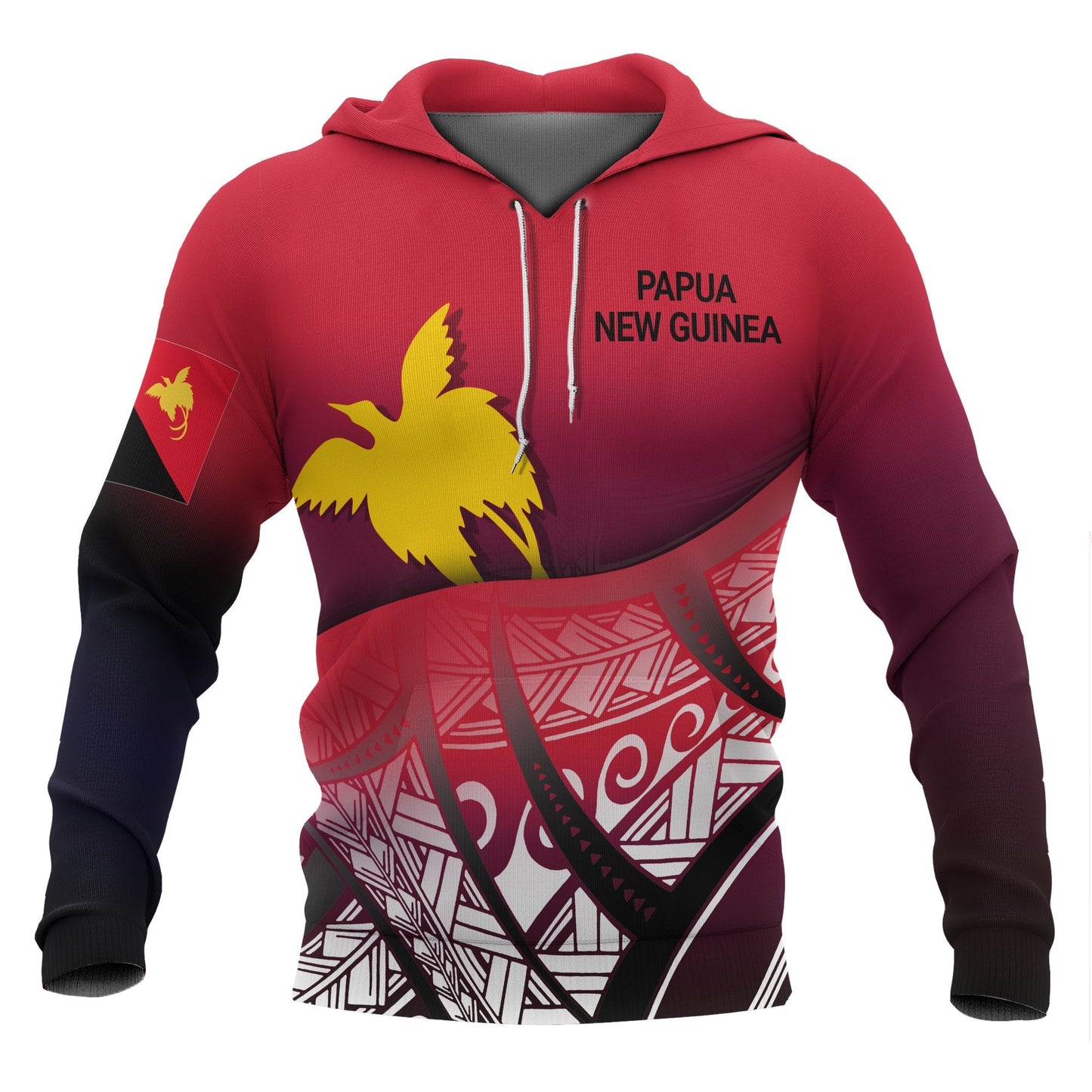 Papua New Guinea Flag Hoodie Polynesian Pattern