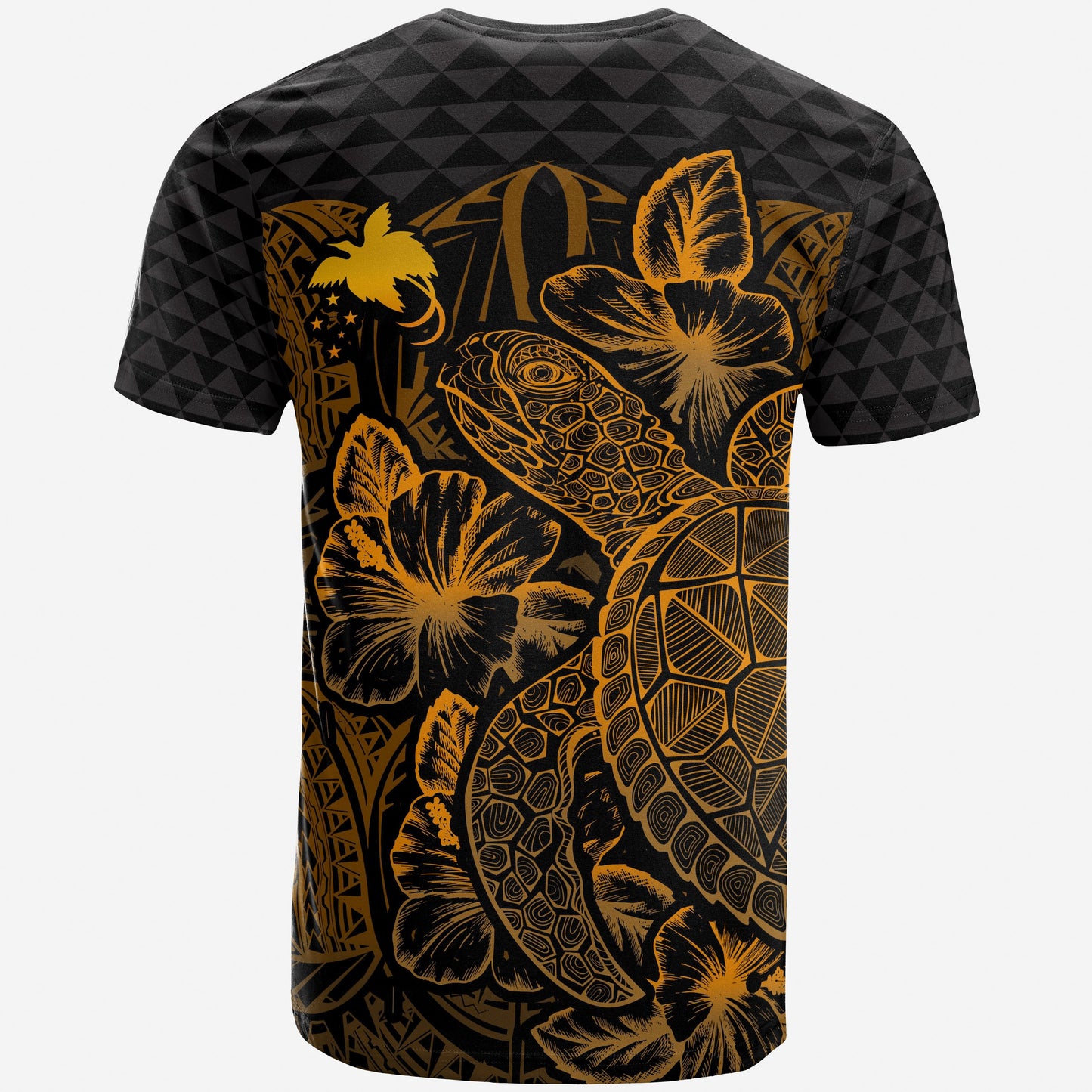 Papua New Guinea T - Shirt - Papua New Guinea Flag Turtle Hibiscus Gold