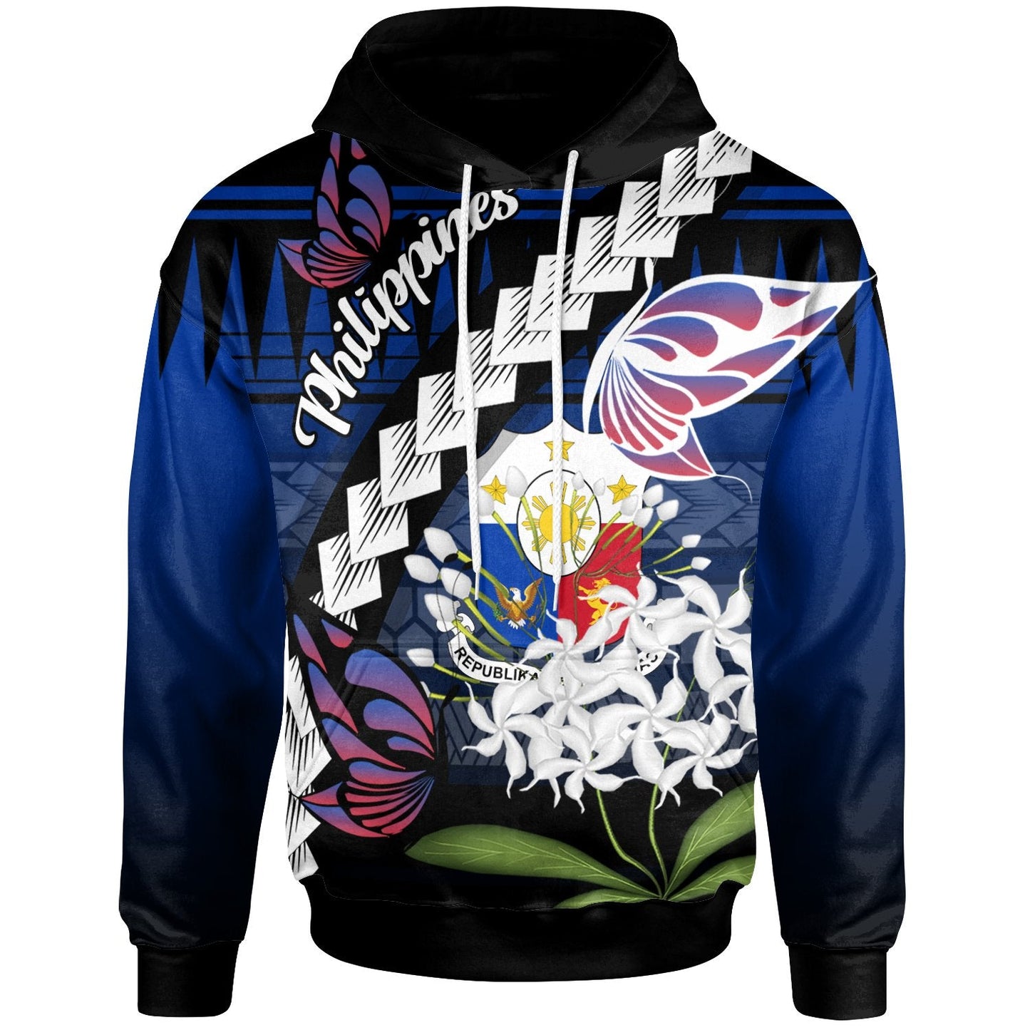 Philippines Hoodie Butterfly Sampaguita Flower