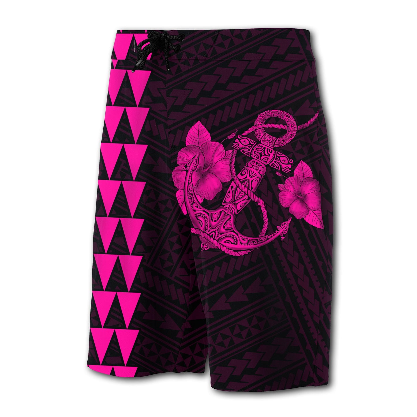 Hawaii Kakau Polynesian Anchor Board Shorts - Pink