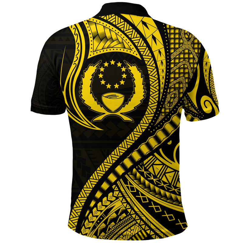 Pohnpei Polo Shirt Federated States Of Micronesia Gold Wave Style
