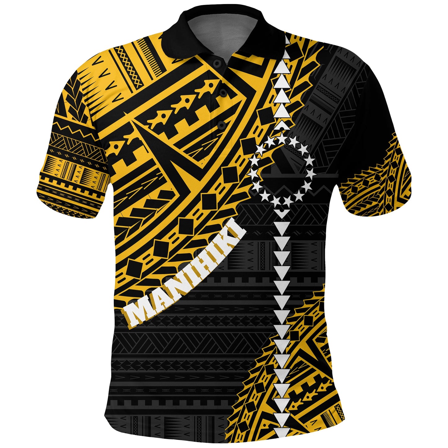 Cook Islands Tribal Personalised Polo Shirt Island Map - Manihiki Island