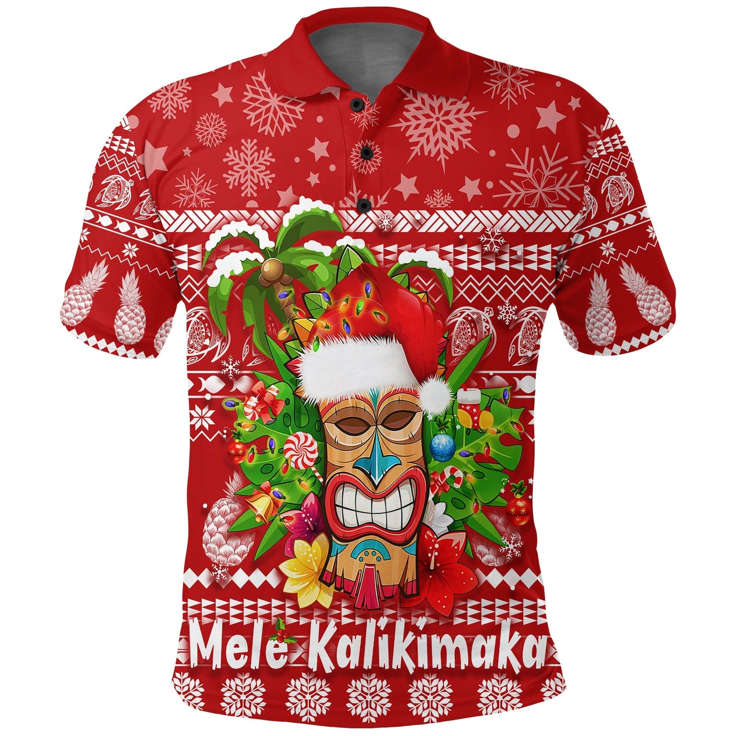 Hawaii Christmas Polo Shirt Mele Kalikimaka - Tiki