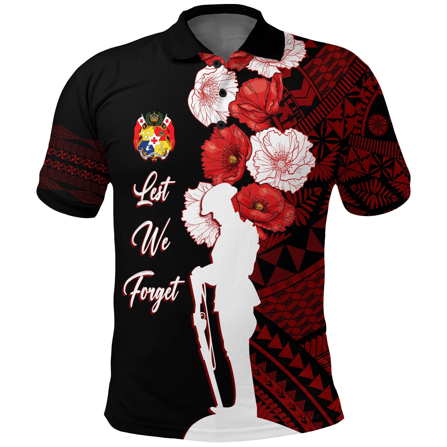 Tonga Polo Shirt Anzac Day Lest We Forget