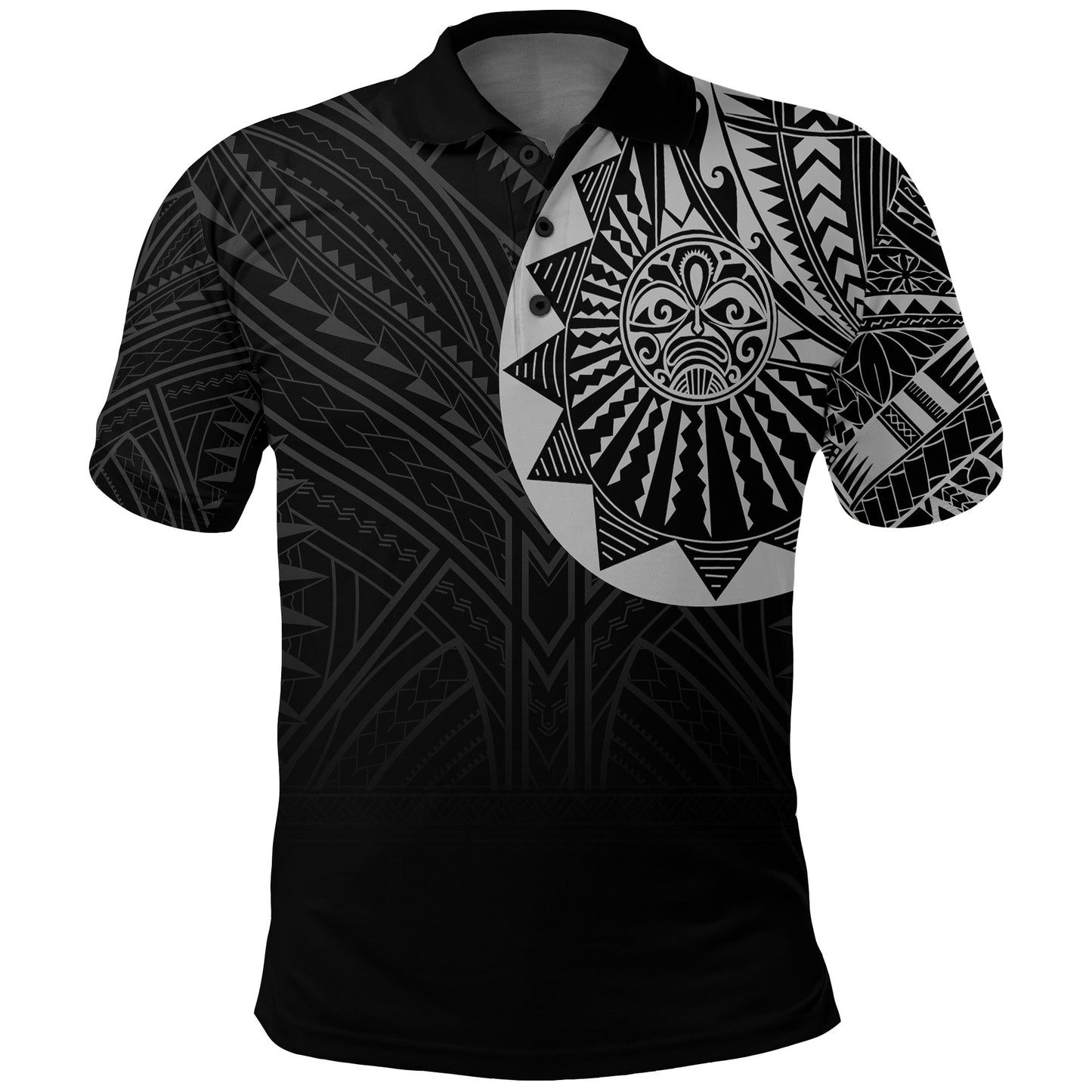 Polynesian Full Sleeve Tattoo Polo Shirt Silver Vibes