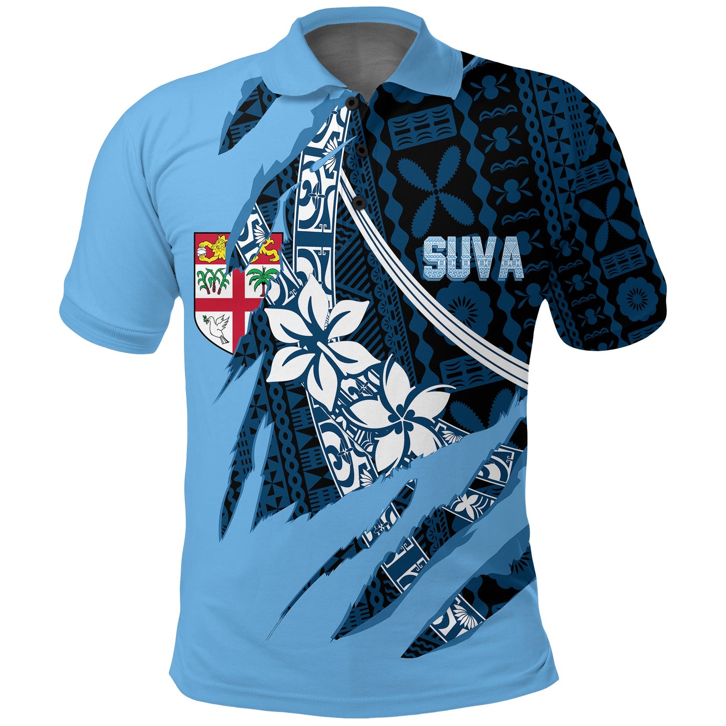 Fiji Suva Masi Pattern Personalised Polo Shirt Claw Style