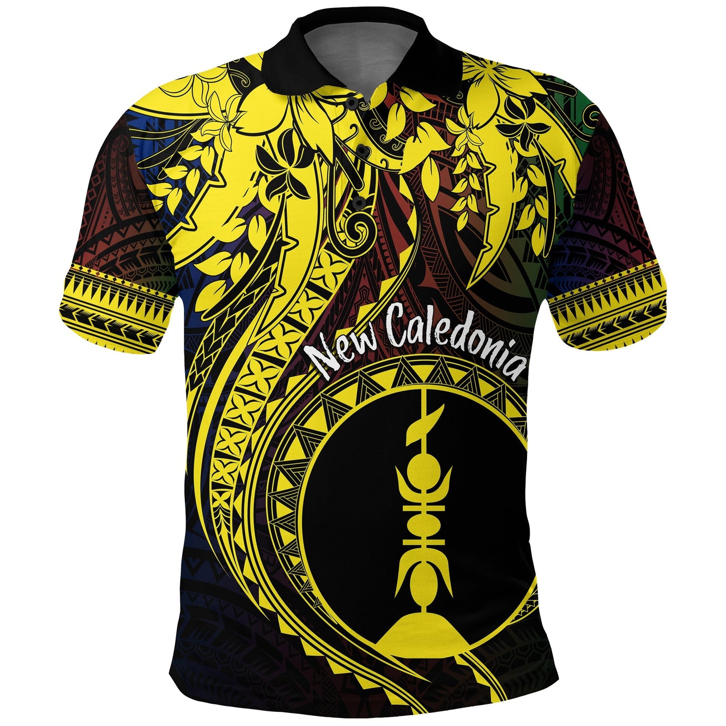 New Caledonia Personalised Polo Shirt Kanaky Mix Plumeria