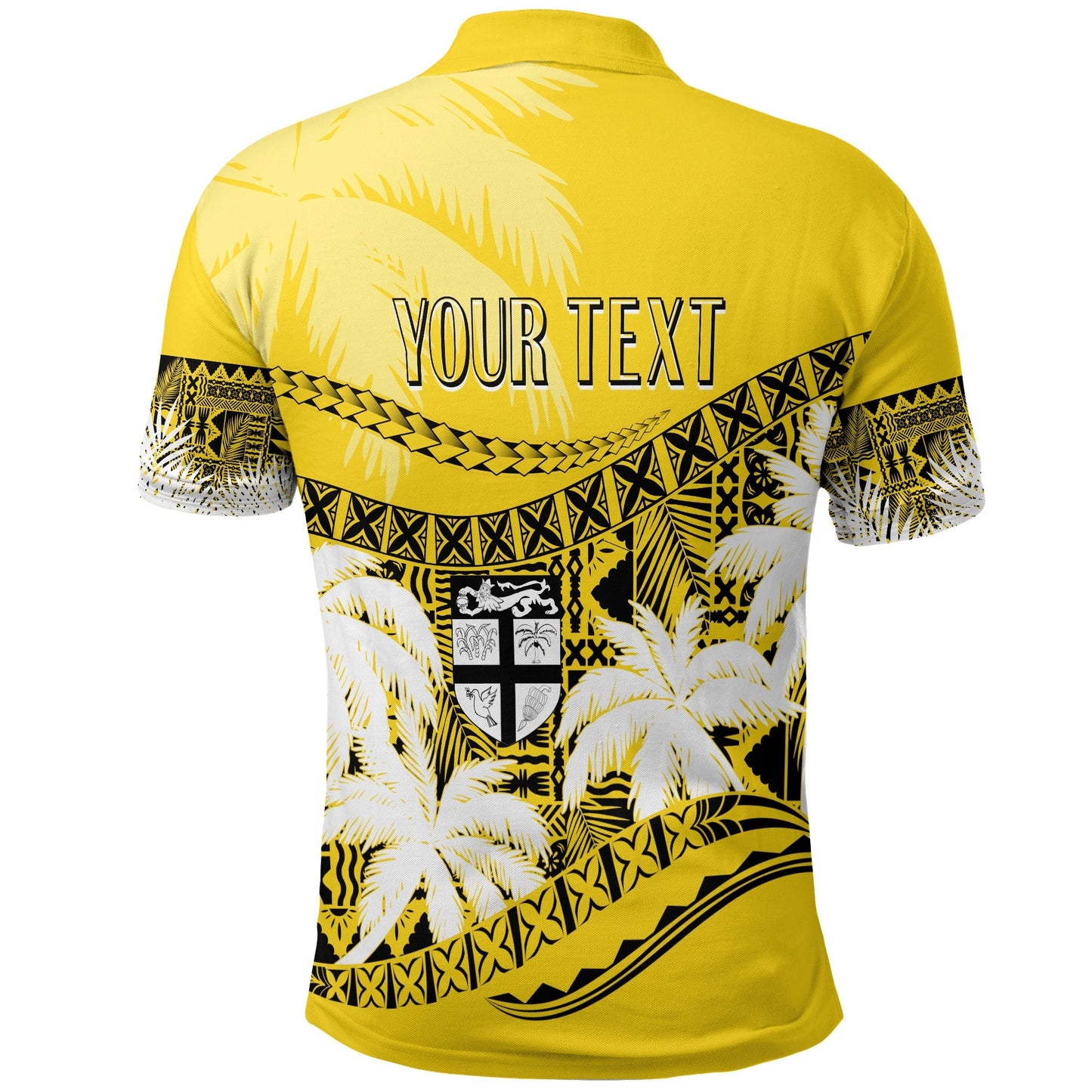 Personalised Fiji Day Polo Shirt Flying Fijians Masi Kesa Style - Gold