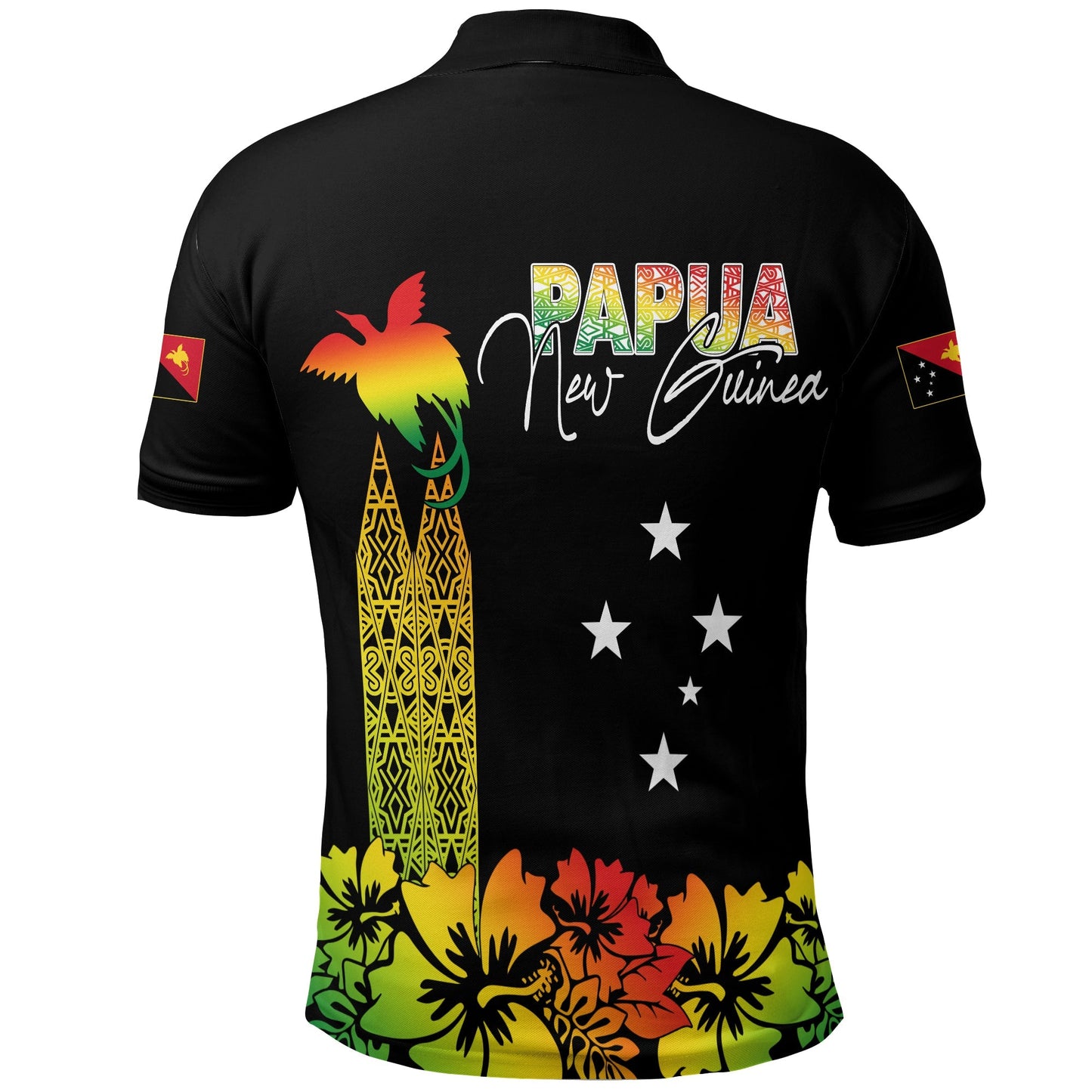 PNG Hibiscus Tribal Pattern Polo Shirt Motuan Reggae Color