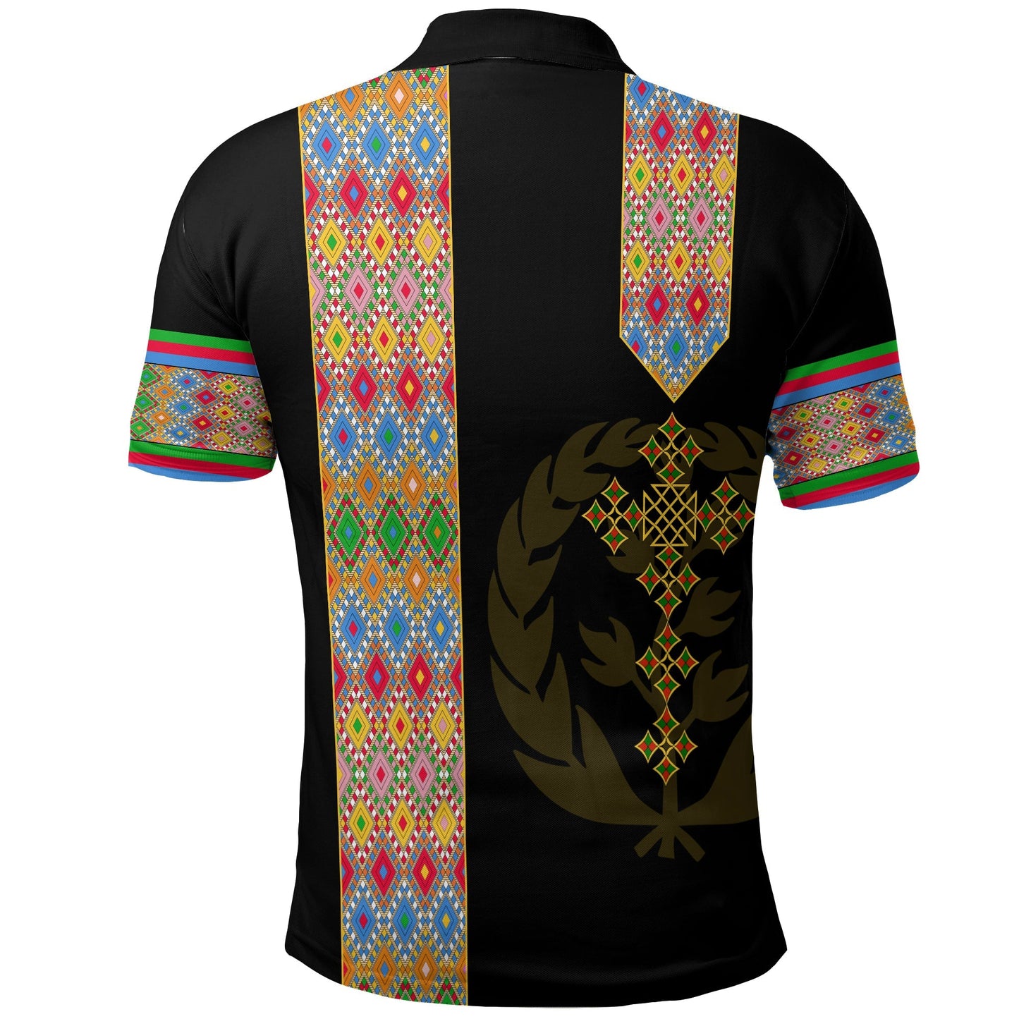 Habesha Tilet Pattern Polo Shirt Eritrea Emblem