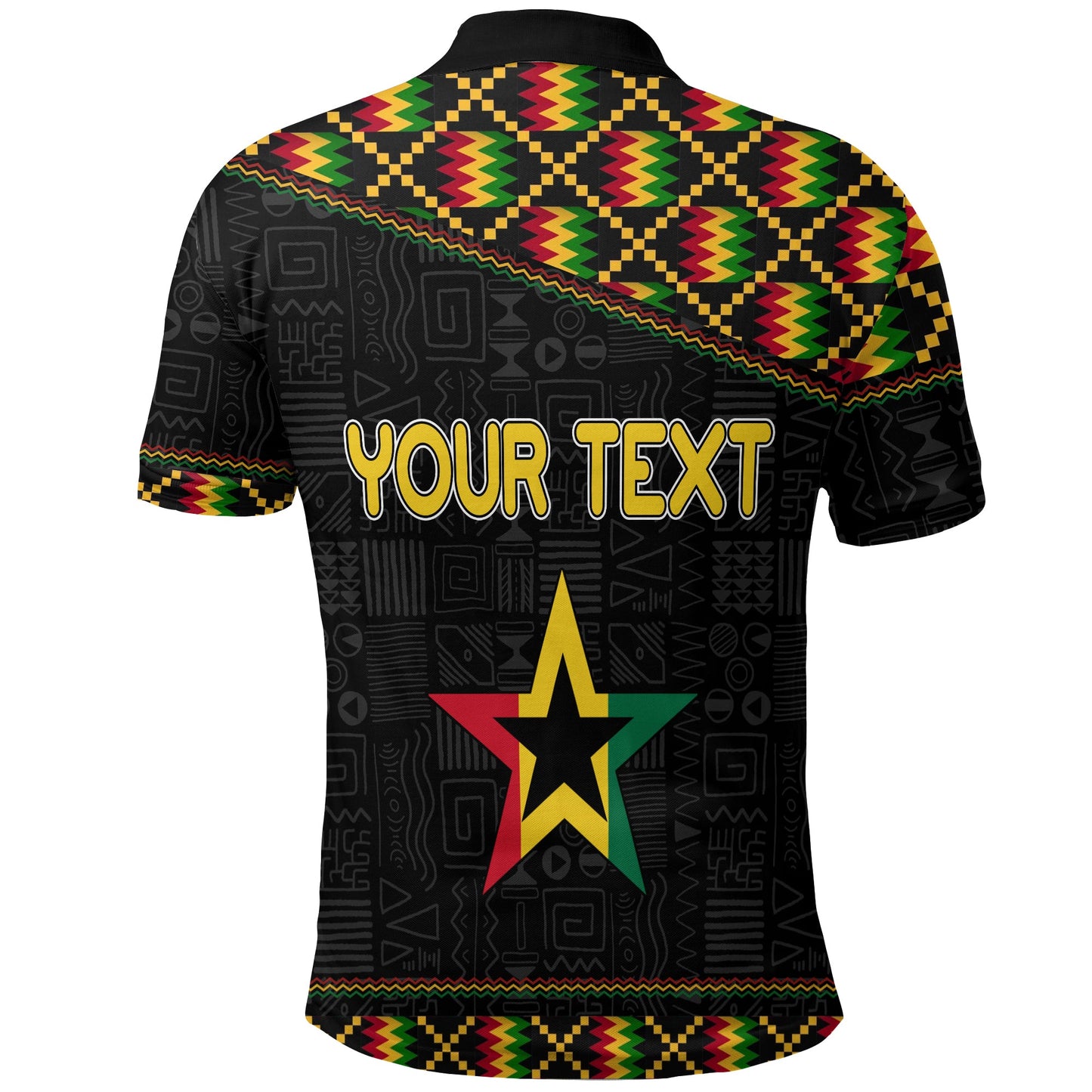 Ghana Black Star Simple Kente Pattern Polo Shirt