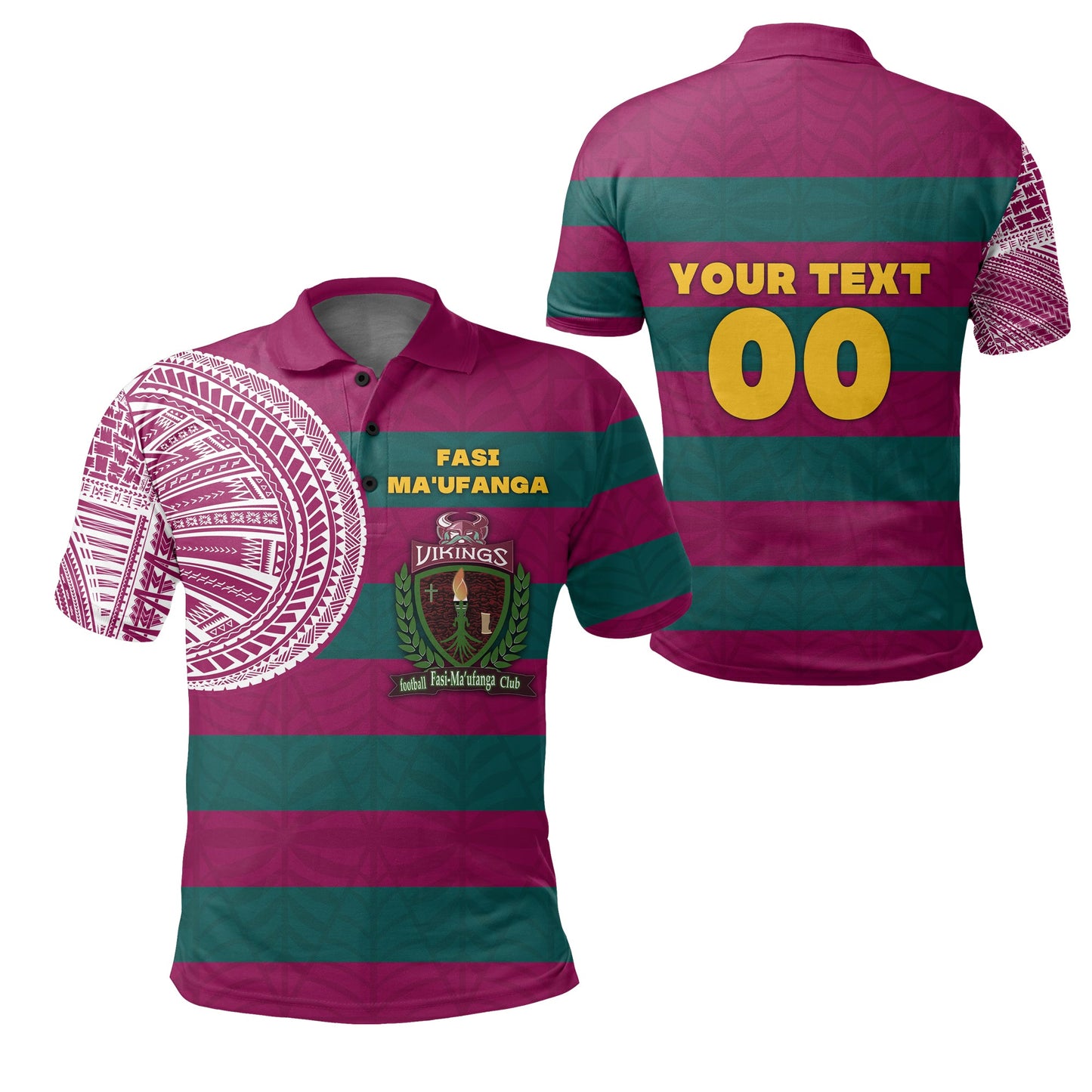 Custom Personalised Fasi Maufanga Football Polo Shirt Tattoo Style