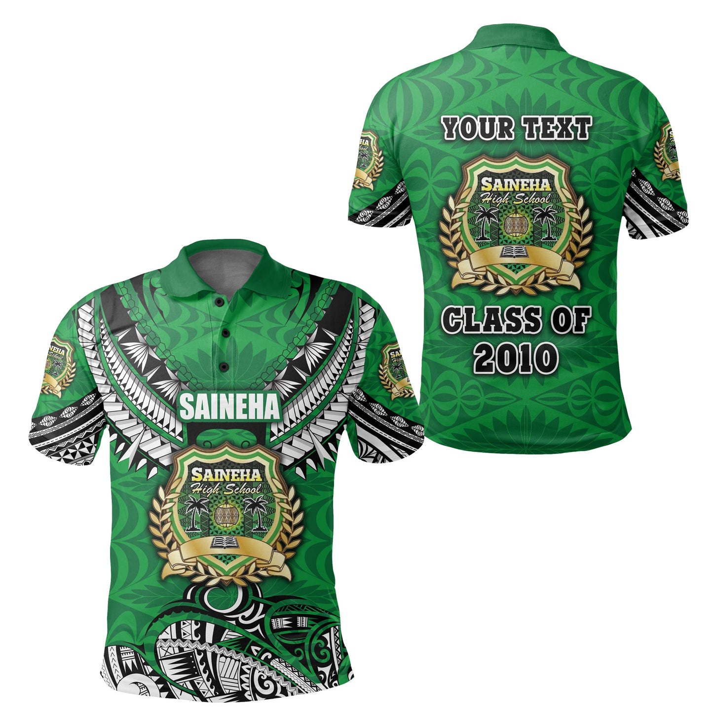 Custom Personalised Saineha Tonga Polo Shirt Polynesian Style - Class of 2010 -