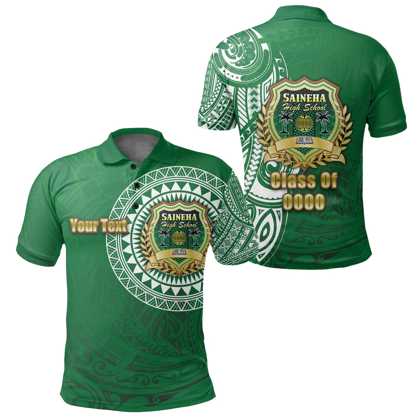 Custom Personalised Saineha Tonga Polo Shirt Tattoo Style - Class of -