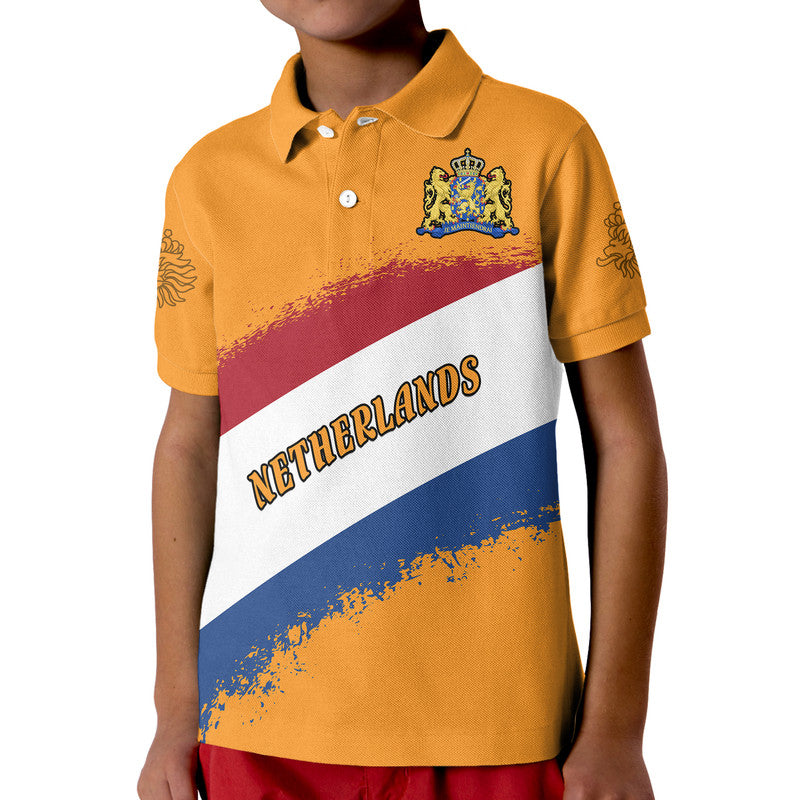 Custom Netherlands Football Flag Style Polo Shirt