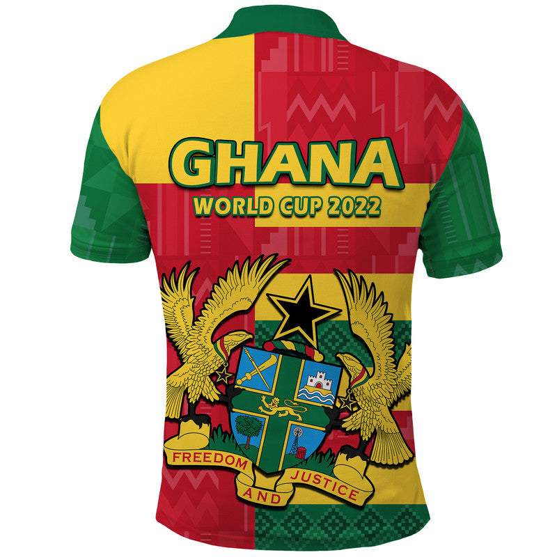 Ghana Football Flag Color Mixed Kente Pattern Polo Shirt