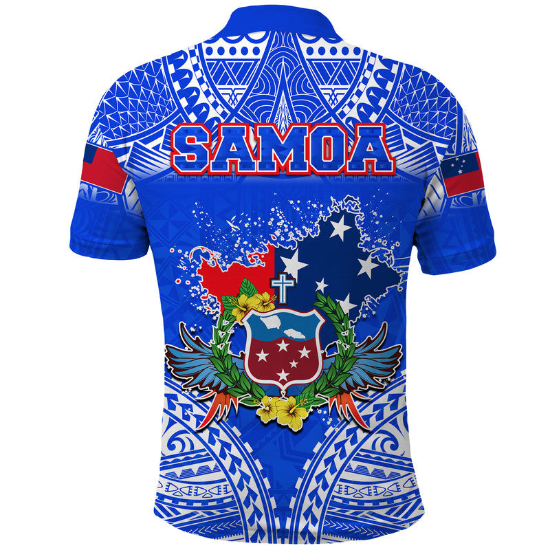Toa Samoa Polynesian Rugby Polo Shirt Samoan Flag Blue Color