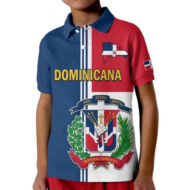 Custom Dominican Republic Polo Shirt Coat Of Arms And Flag Map
