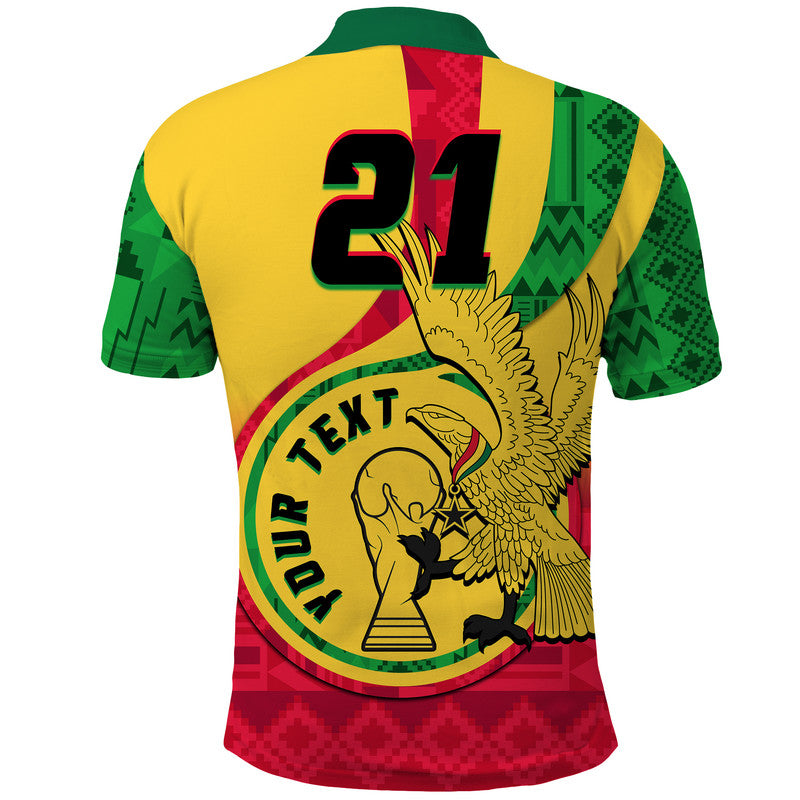 Custom Ghana Football Black Star and Golden Tawny Eagles Polo Shirt
