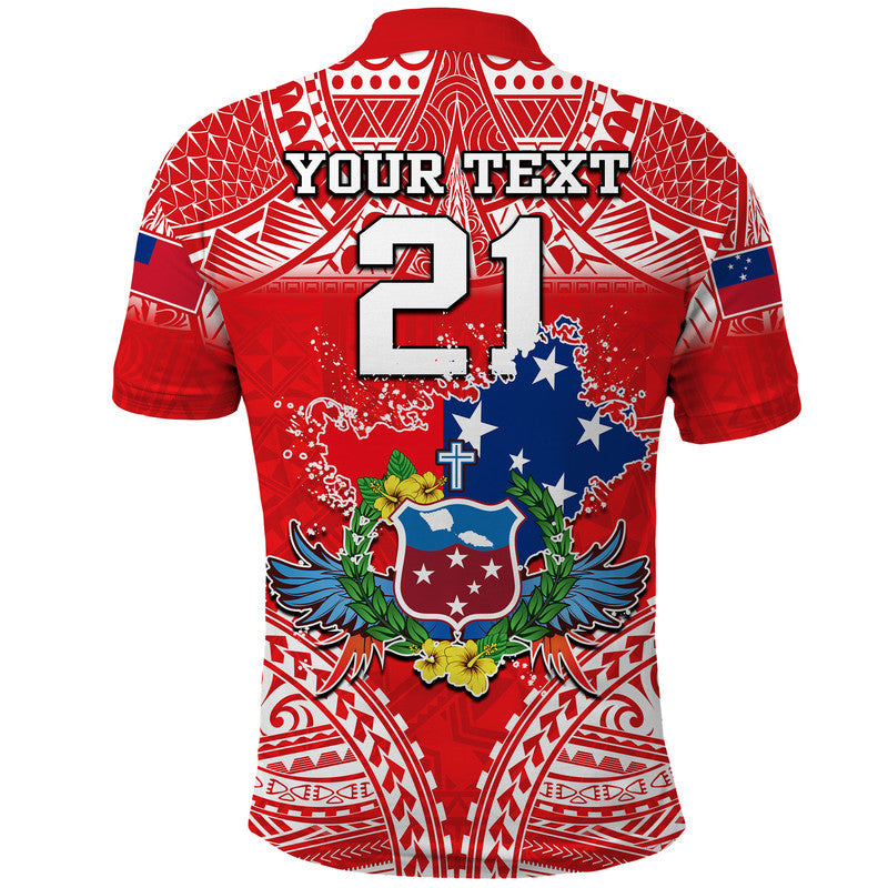 Custom Personalised Toa Samoa Polynesian Rugby Polo Shirt Samoan Flag Red Color