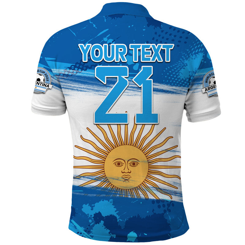 Custom Argentina Sol de Mayo La Albiceleste Flag Style Polo Shirt Blue