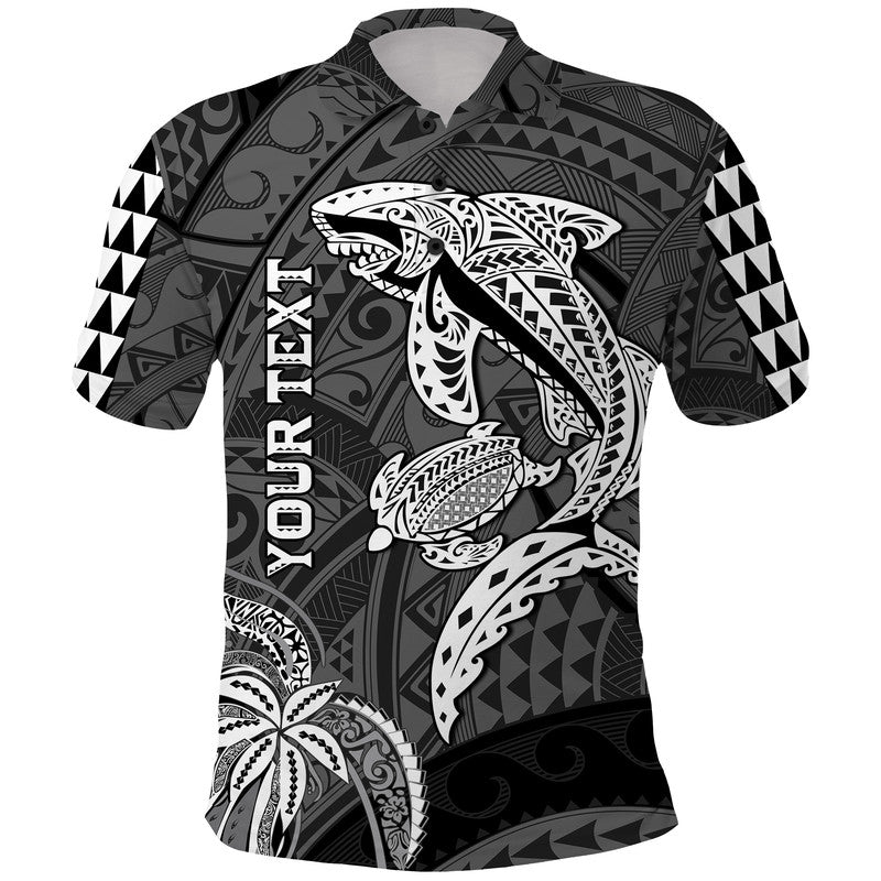 Custom Personalised Hawaii Polo Shirt Shark and Turtle Mix Kakau