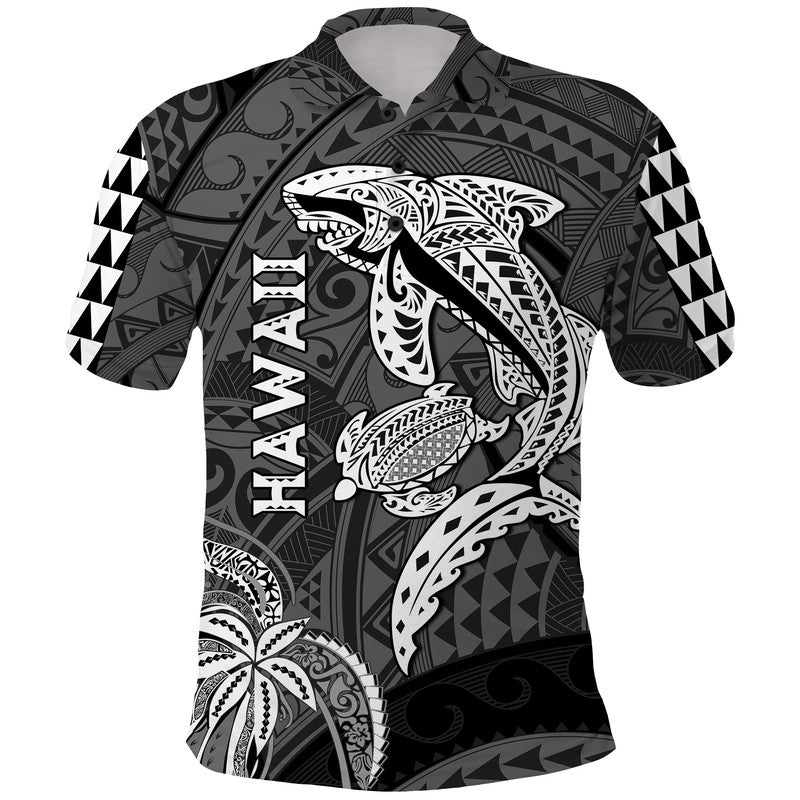Hawaii Polo Shirt Shark and Turtle Mix Kakau