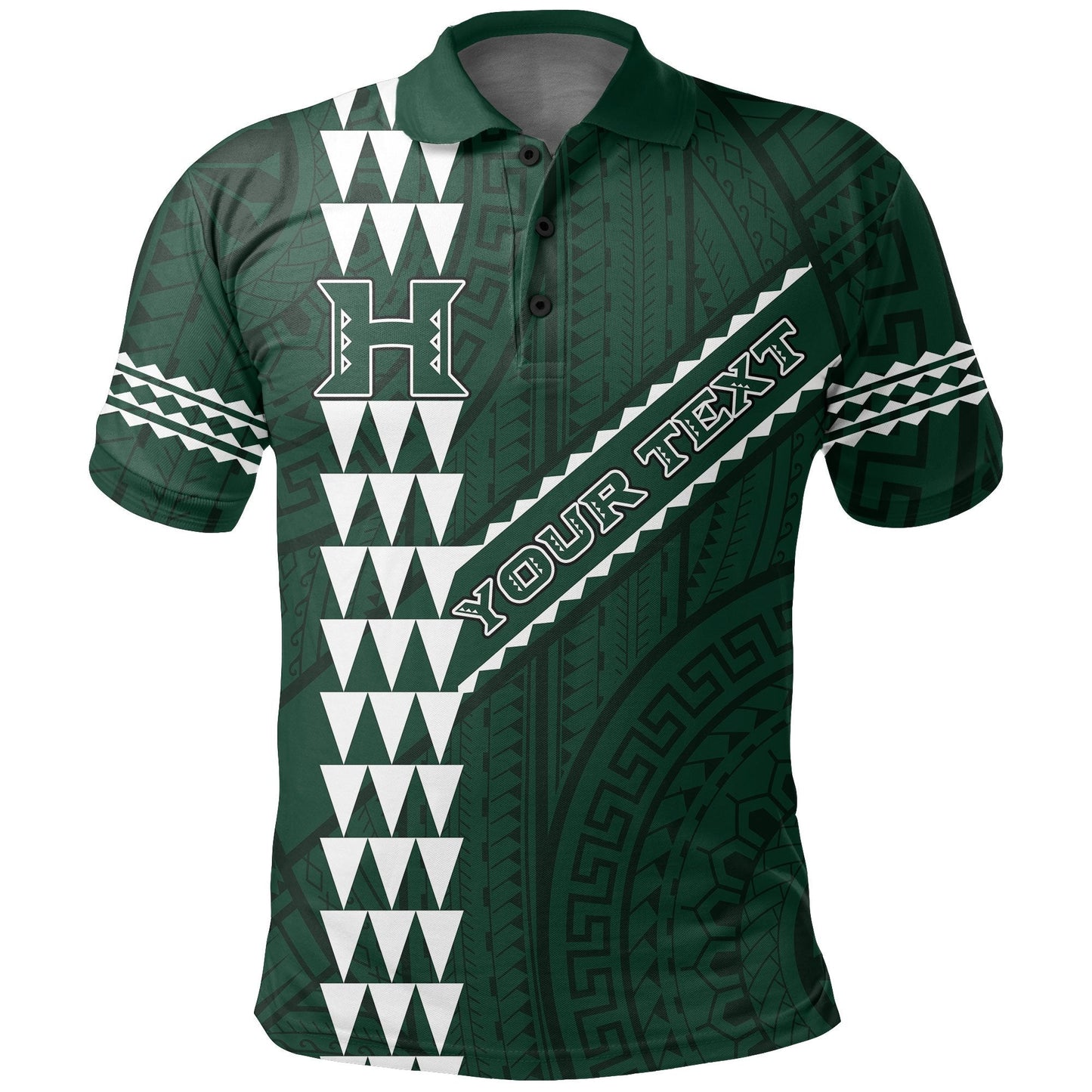 Personalized Hawaii Kakau Warrior Polynesian Football Polo Shirt - Green