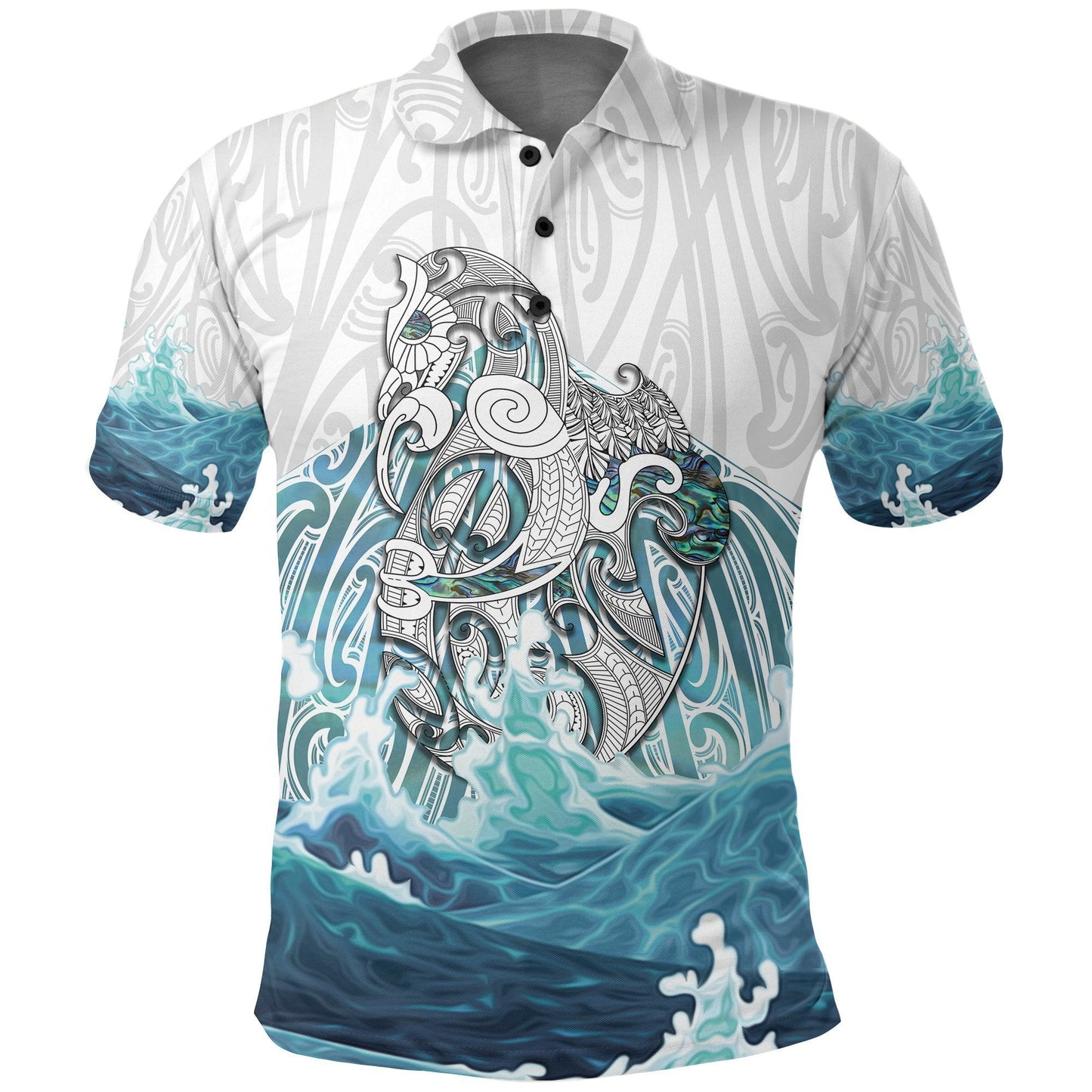 New Zealand Maori Manaia The Blue Sea Polo Shirt, White