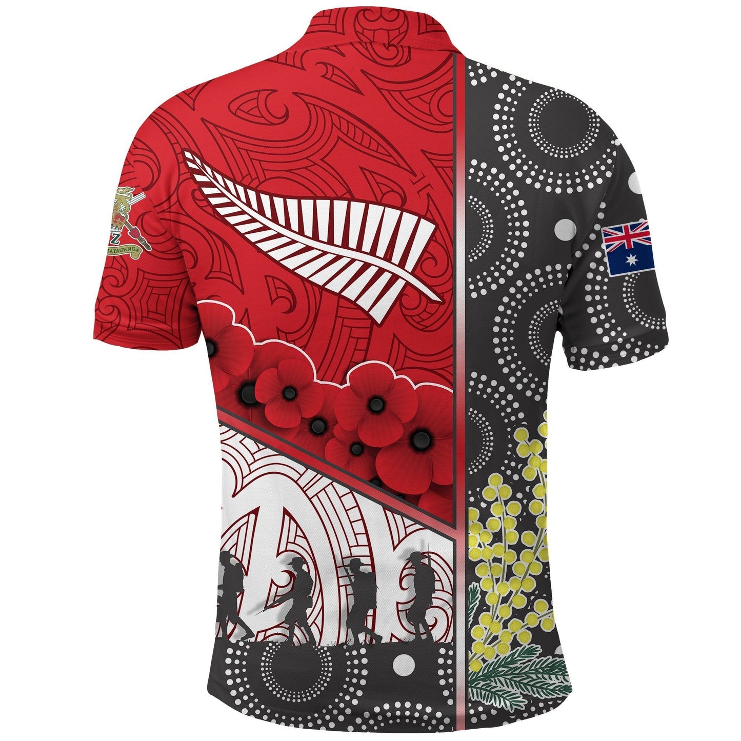 Anzac Day - Lest We Forget Polo Shirt Australia Indigenous and New Zealand Maori - Red