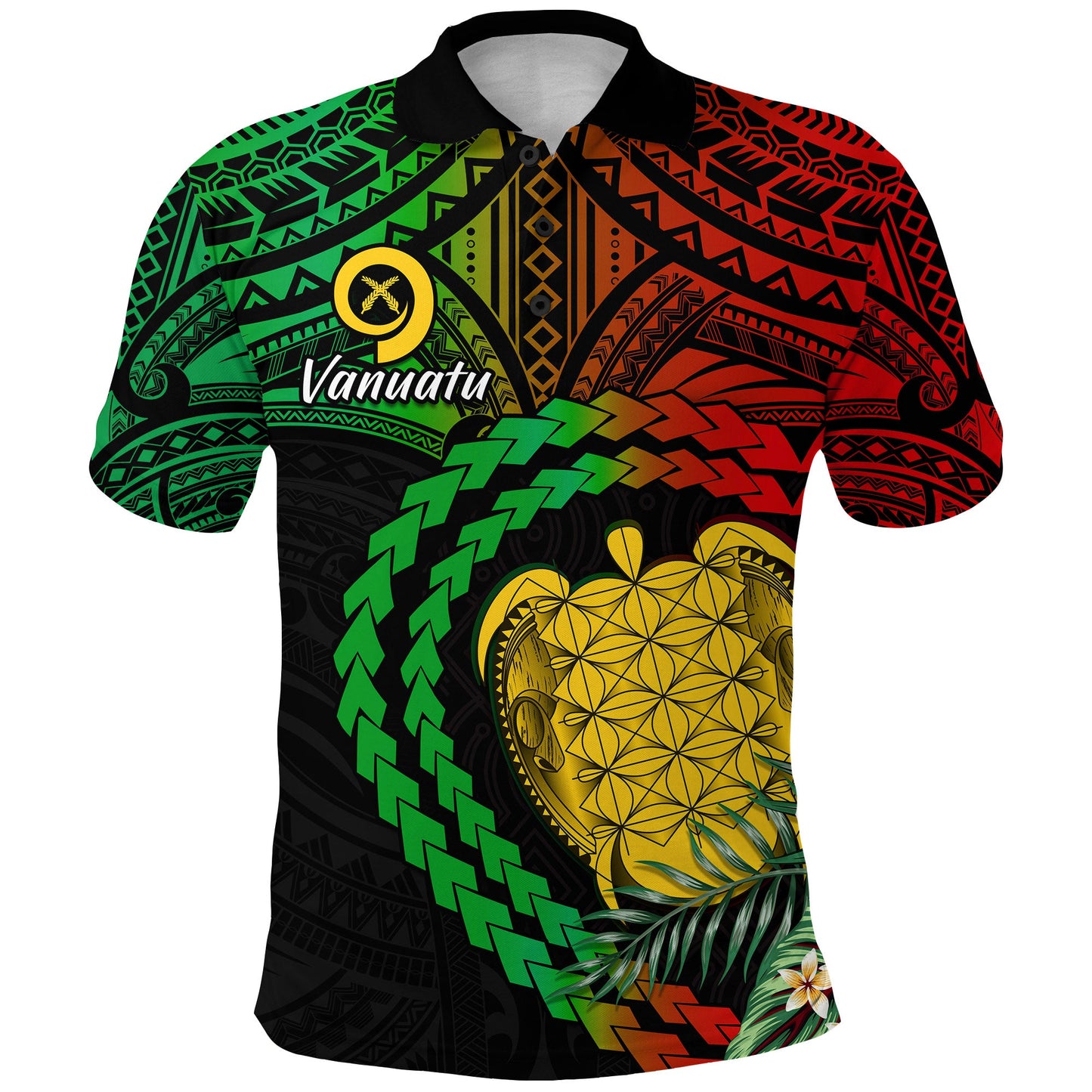 Vanuatu Heart Polynesian Polo Shirt Turtle Sand Drawings