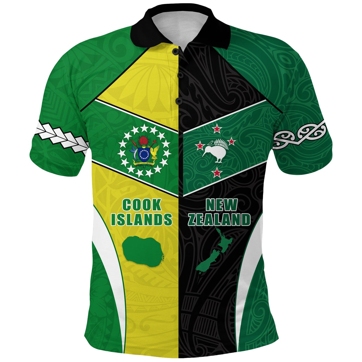 Cook Islands and New Zealand Polo Shirt Polynesian mix Maori