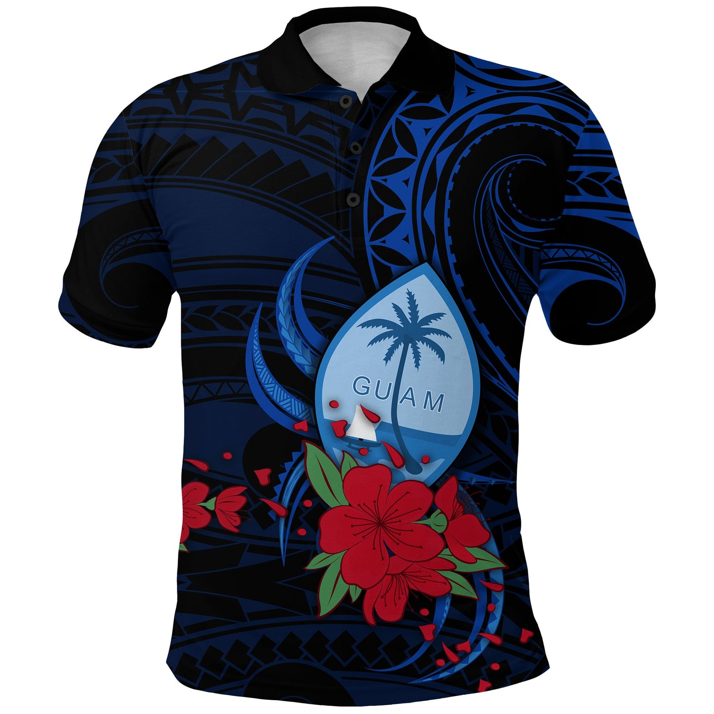 Guam Polo Shirt Polynesian Flowers