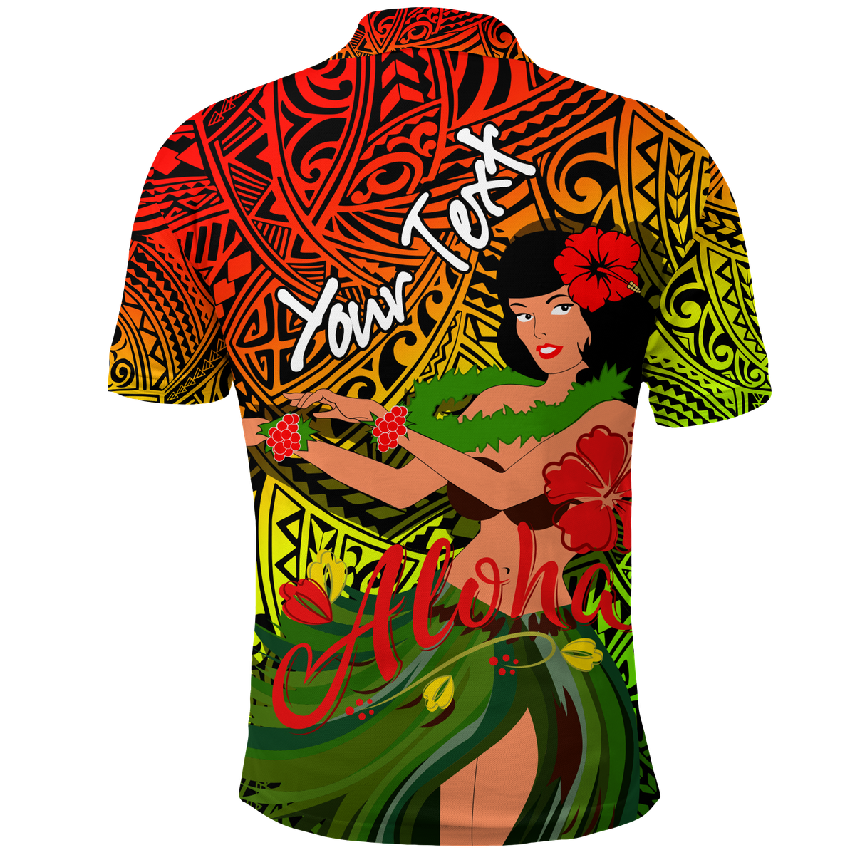 Custom Personalised Hawaii Hula Girl Reggae Polo Shirt -