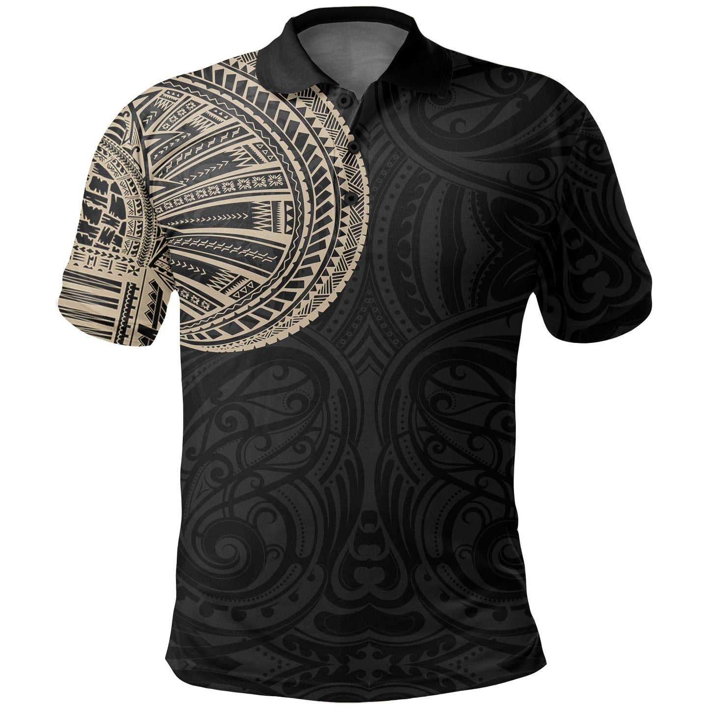 Samoa Tribal Polo Shirt Maori Tattoo Roman Reigns Gold