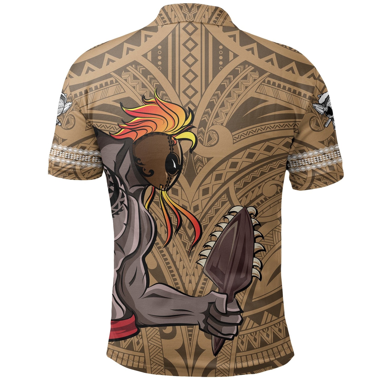Hawaiian Islands Warrior Kakau Gold Polynesian Polo Shirt