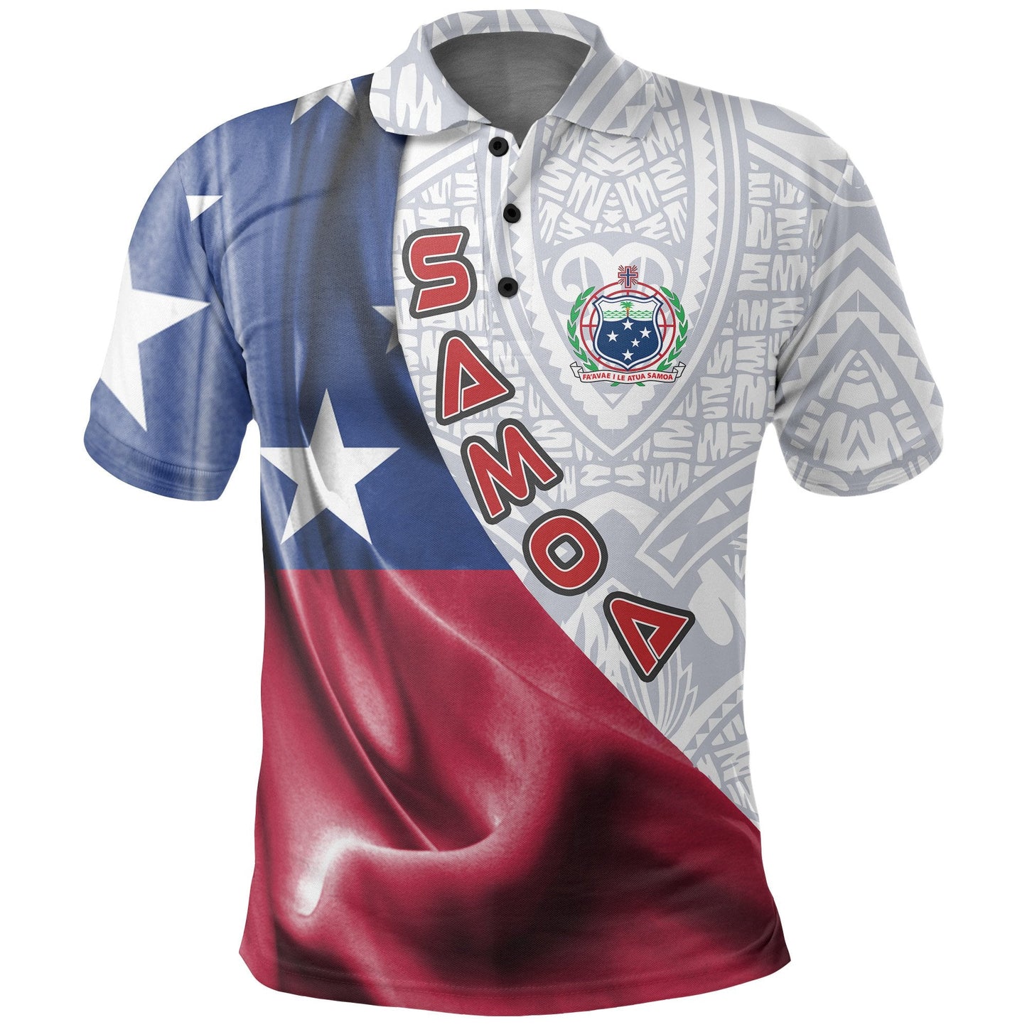 Samoa Polynesian Polo Shirt - Waving Silky Flag