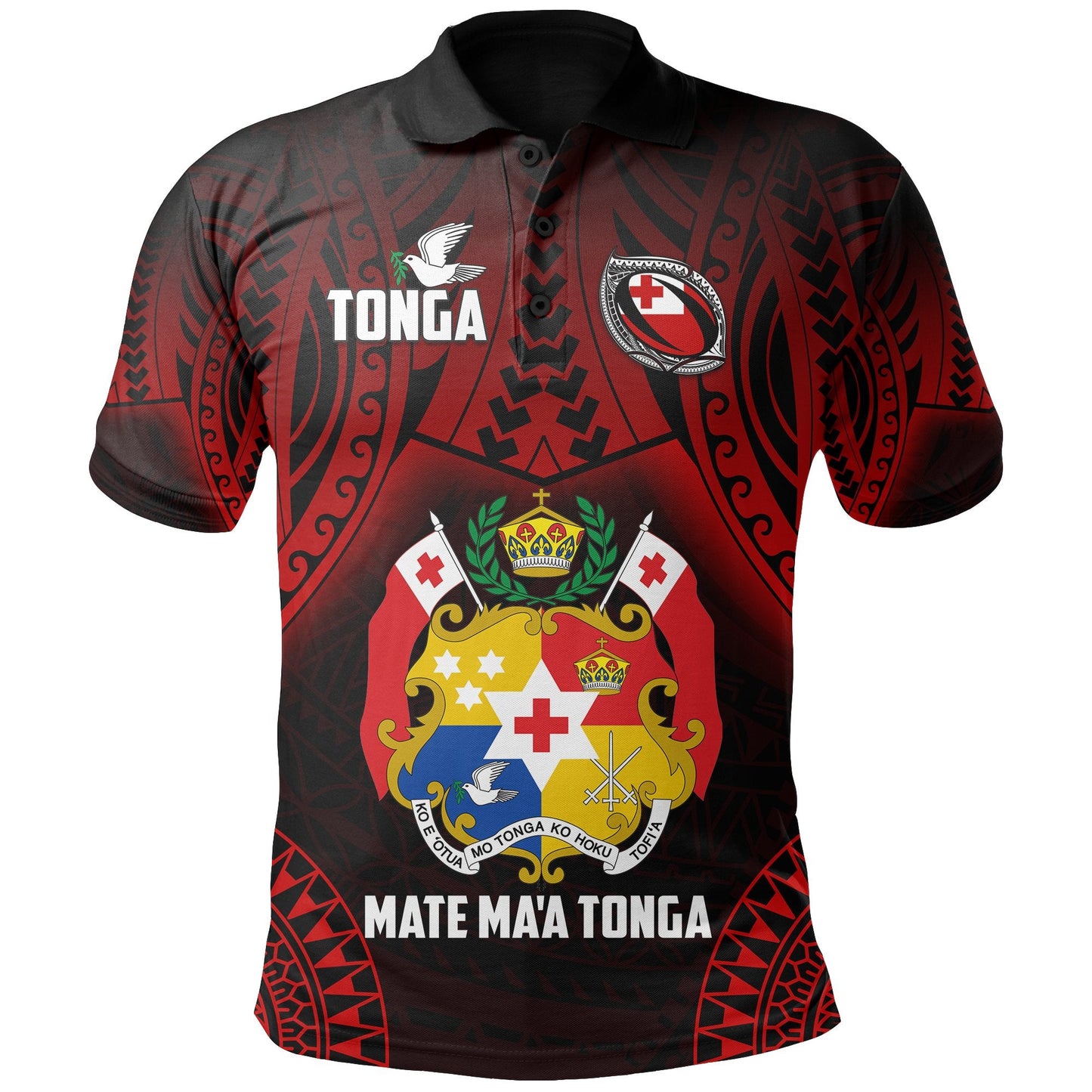 Tonga Rugby Polo Shirt Mate Ma'a Tonga Tribal Pattern