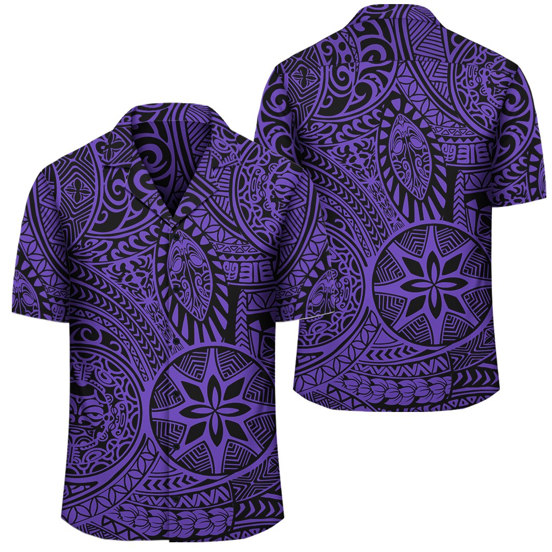 Polynesian Hawaiian Style Tribal Tattoo Violet Hawaiian Shirt