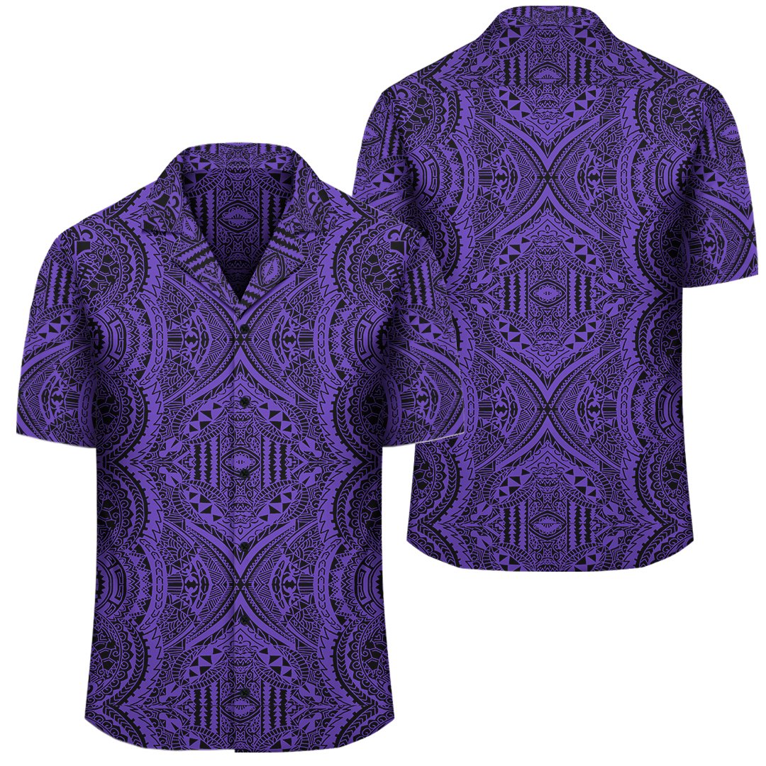 Polynesian Symmetry Violet Hawaiian Shirt