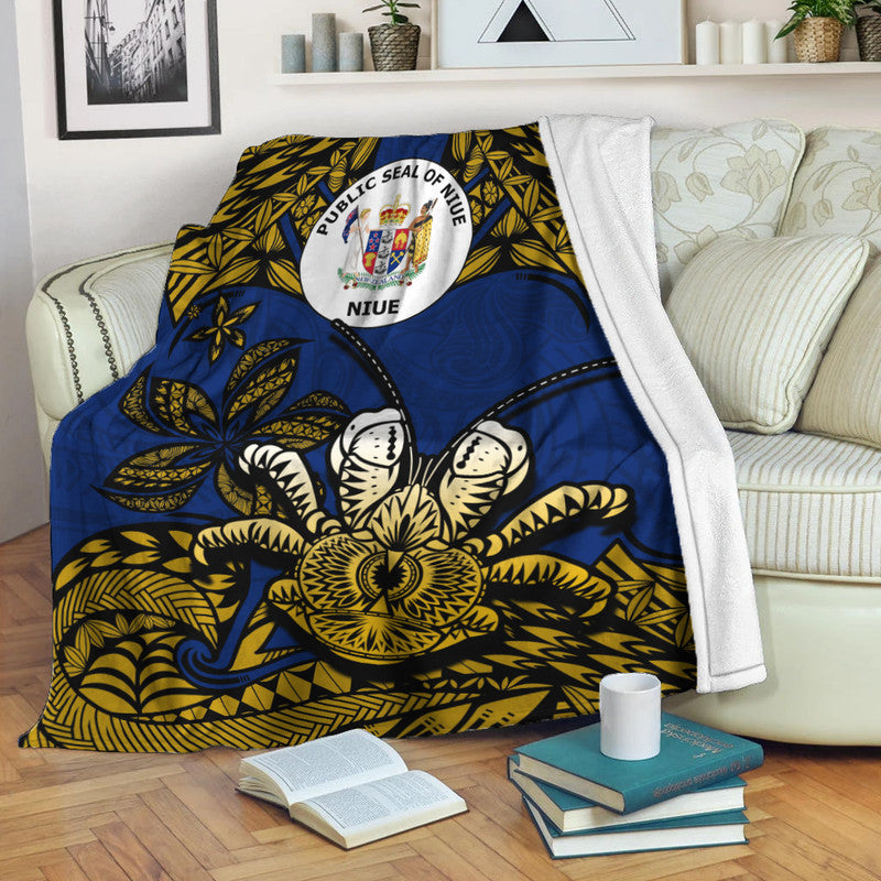 Niue Uga Premium Blanket Tribal Patterns Blue Style