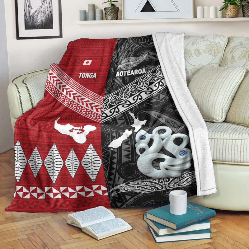New Zealand And Tonga Premium Blanket Together Black