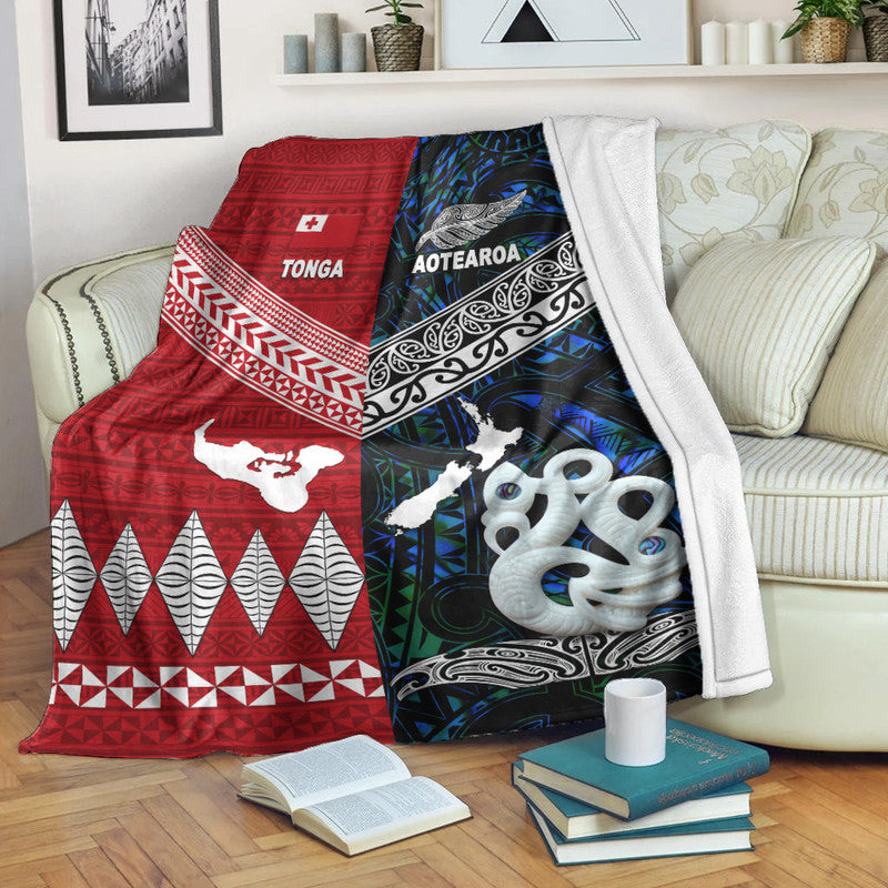 New Zealand And Tonga Premium Blanket Together Blue