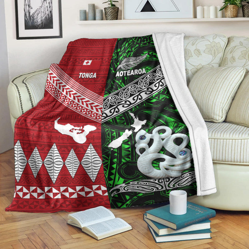 New Zealand And Tonga Premium Blanket Together Green