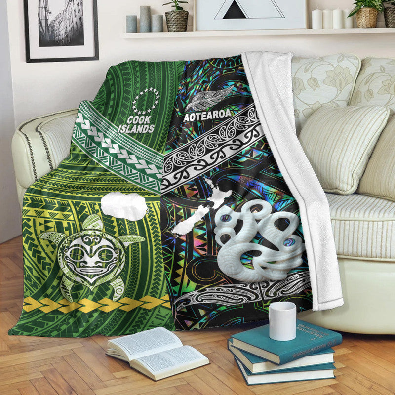 New Zealand And Cook Islands Premium Blanket Together Paua Shell