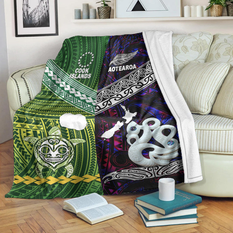 New Zealand And Cook Islands Premium Blanket Together Purple