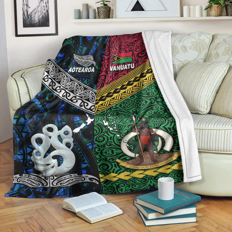 New Zealand And Vanuatu Premium Blanket Together Blue
