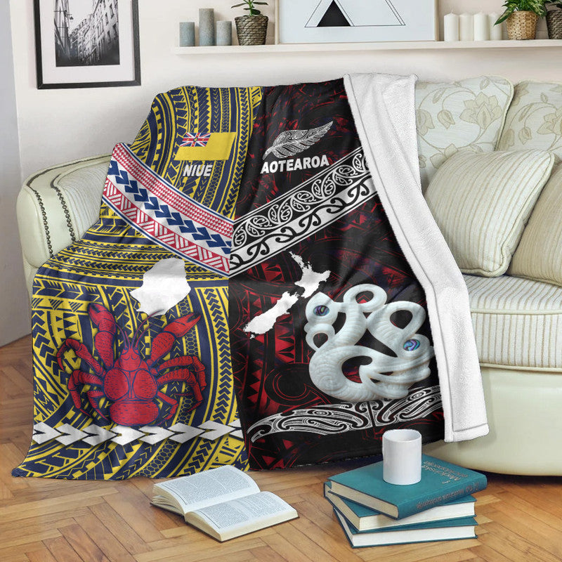New Zealand And Niue Premium Blanket Together Red